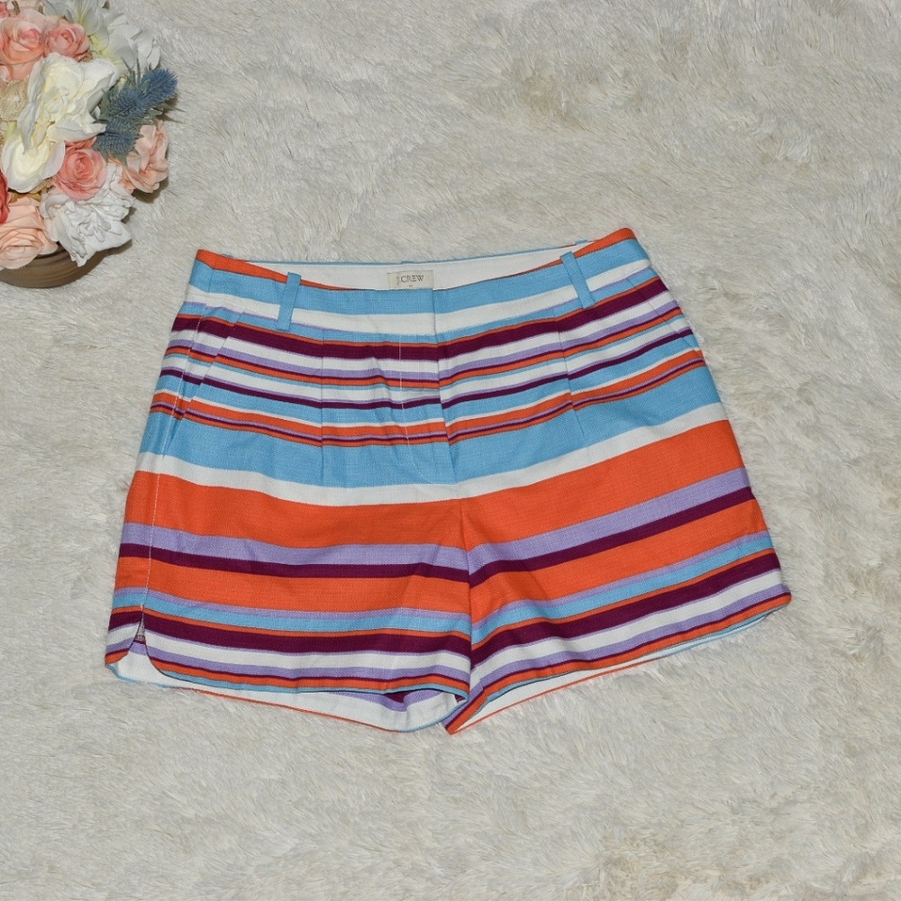 J CREW HIGH WAISTED STRIPED SHORTS
